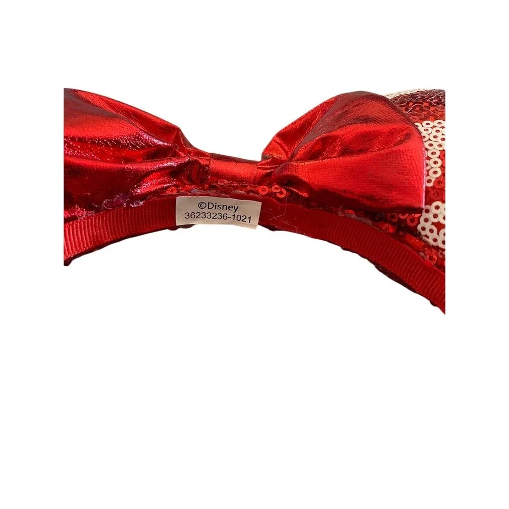 Disney Parks Minnie Mouse Ears  Red Sequin Hearts Bow Valentine